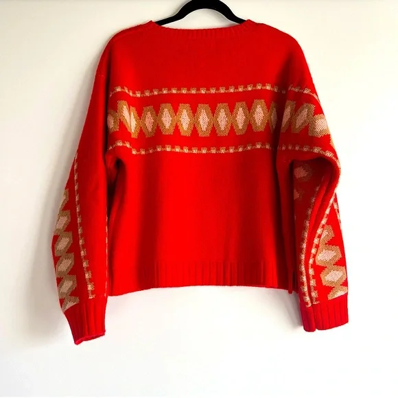 Anthropologie Tinsley Premium Cashmere Intarsia Knit Sweater Size XS Sweaters